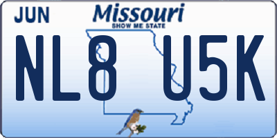 MO license plate NL8U5K