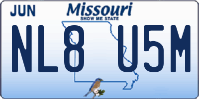 MO license plate NL8U5M