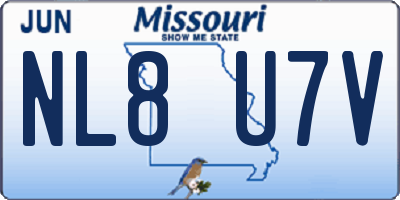 MO license plate NL8U7V