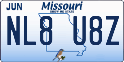 MO license plate NL8U8Z