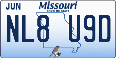 MO license plate NL8U9D