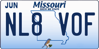 MO license plate NL8V0F
