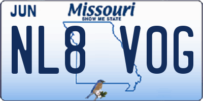 MO license plate NL8V0G