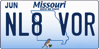 MO license plate NL8V0R