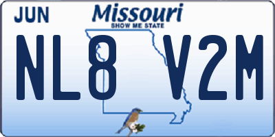 MO license plate NL8V2M