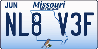 MO license plate NL8V3F
