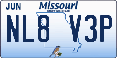 MO license plate NL8V3P