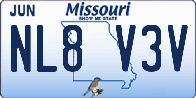 MO license plate NL8V3V