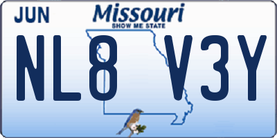MO license plate NL8V3Y