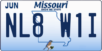 MO license plate NL8W1I