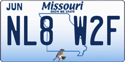 MO license plate NL8W2F