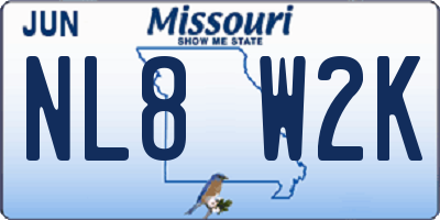 MO license plate NL8W2K