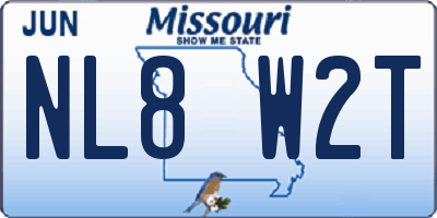 MO license plate NL8W2T
