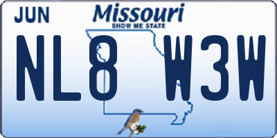 MO license plate NL8W3W