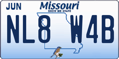 MO license plate NL8W4B