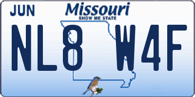 MO license plate NL8W4F