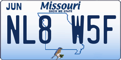 MO license plate NL8W5F