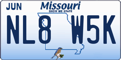 MO license plate NL8W5K