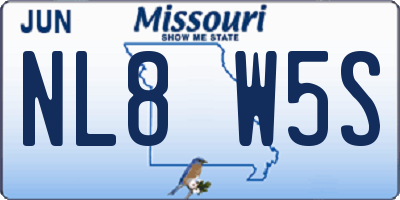 MO license plate NL8W5S