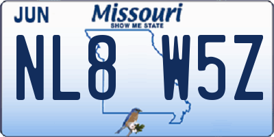 MO license plate NL8W5Z