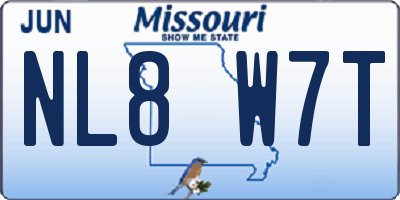 MO license plate NL8W7T