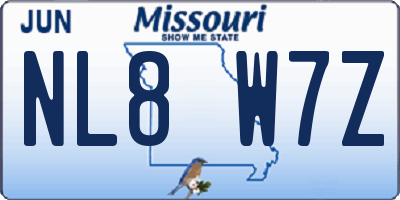 MO license plate NL8W7Z