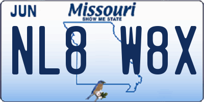 MO license plate NL8W8X
