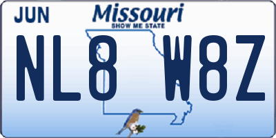 MO license plate NL8W8Z