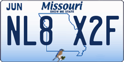 MO license plate NL8X2F