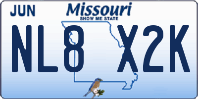 MO license plate NL8X2K