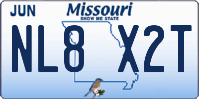 MO license plate NL8X2T