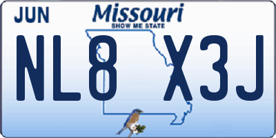 MO license plate NL8X3J