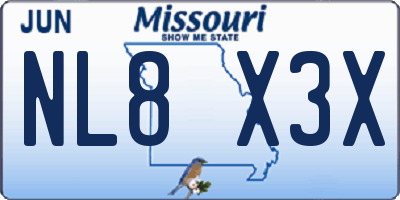 MO license plate NL8X3X