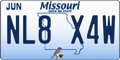 MO license plate NL8X4W