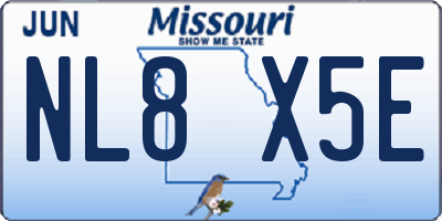 MO license plate NL8X5E