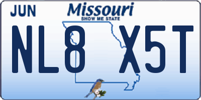 MO license plate NL8X5T