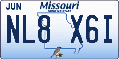 MO license plate NL8X6I