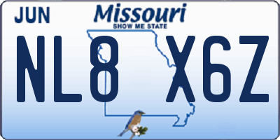 MO license plate NL8X6Z