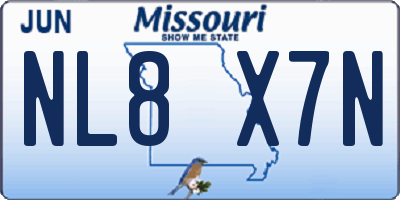 MO license plate NL8X7N
