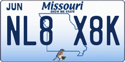 MO license plate NL8X8K