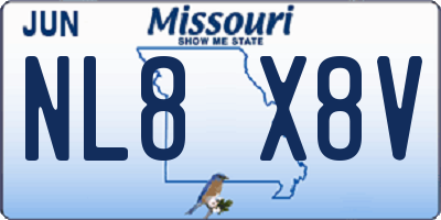 MO license plate NL8X8V