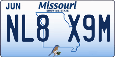 MO license plate NL8X9M