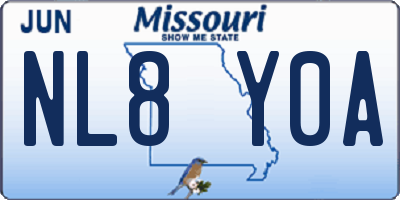 MO license plate NL8Y0A