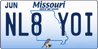 MO license plate NL8Y0I