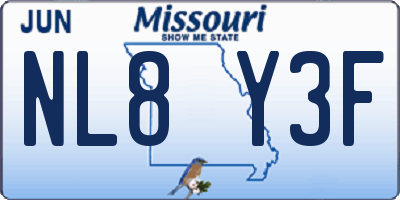 MO license plate NL8Y3F