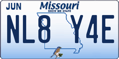 MO license plate NL8Y4E