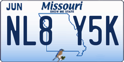 MO license plate NL8Y5K