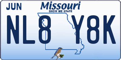 MO license plate NL8Y8K