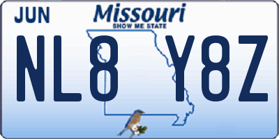MO license plate NL8Y8Z