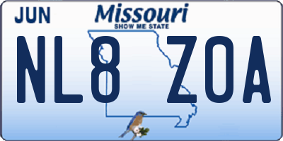 MO license plate NL8Z0A